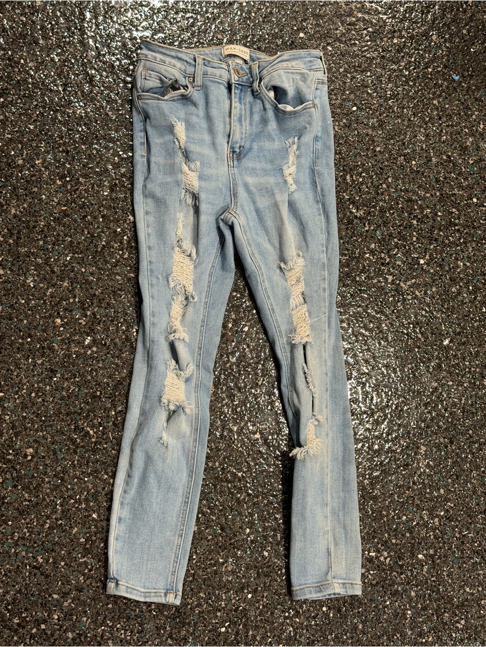 Wax Jean High Rise Skinny Jeans Women’s 5/27 Distressed Light Wash Denim